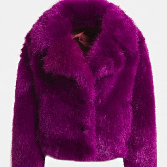 GUESS Marciano Purple Faux Fur Jacket - Picture 5 of 14